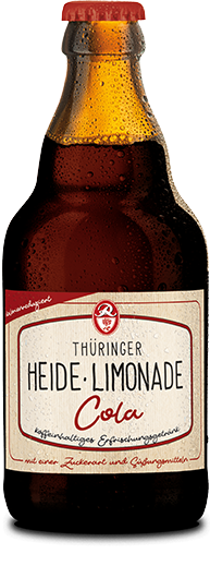 Das Bild zeigt eine Flasche der Heide Limonade Cola der Brauereilimonaden Serie der Rosenbrauerei.