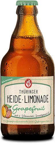 Das Bild zeigt eine Flasche Grapefruit Limonade von Heide Limonade